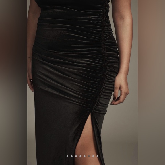 Anthropologie green Velvet Midi Dress - Picture 6 of 8